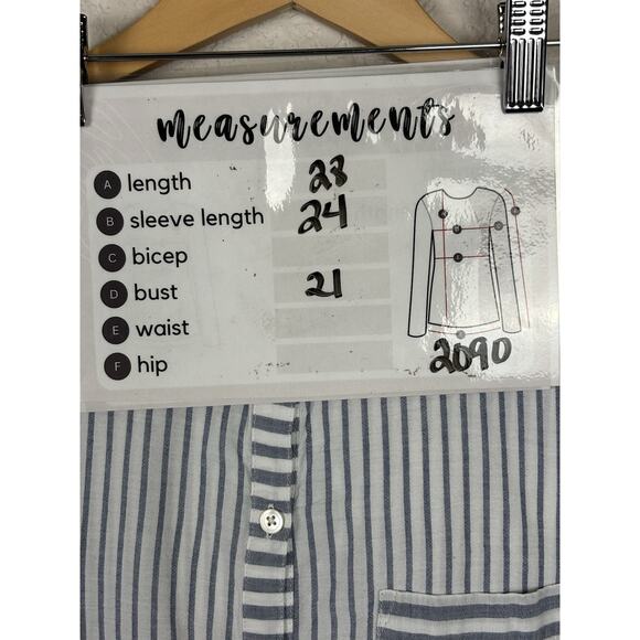 J Jill 100% Cotton Womens Top Sz Large Blue White Beachy Coastal Beach Resort - Picture 2 of 9